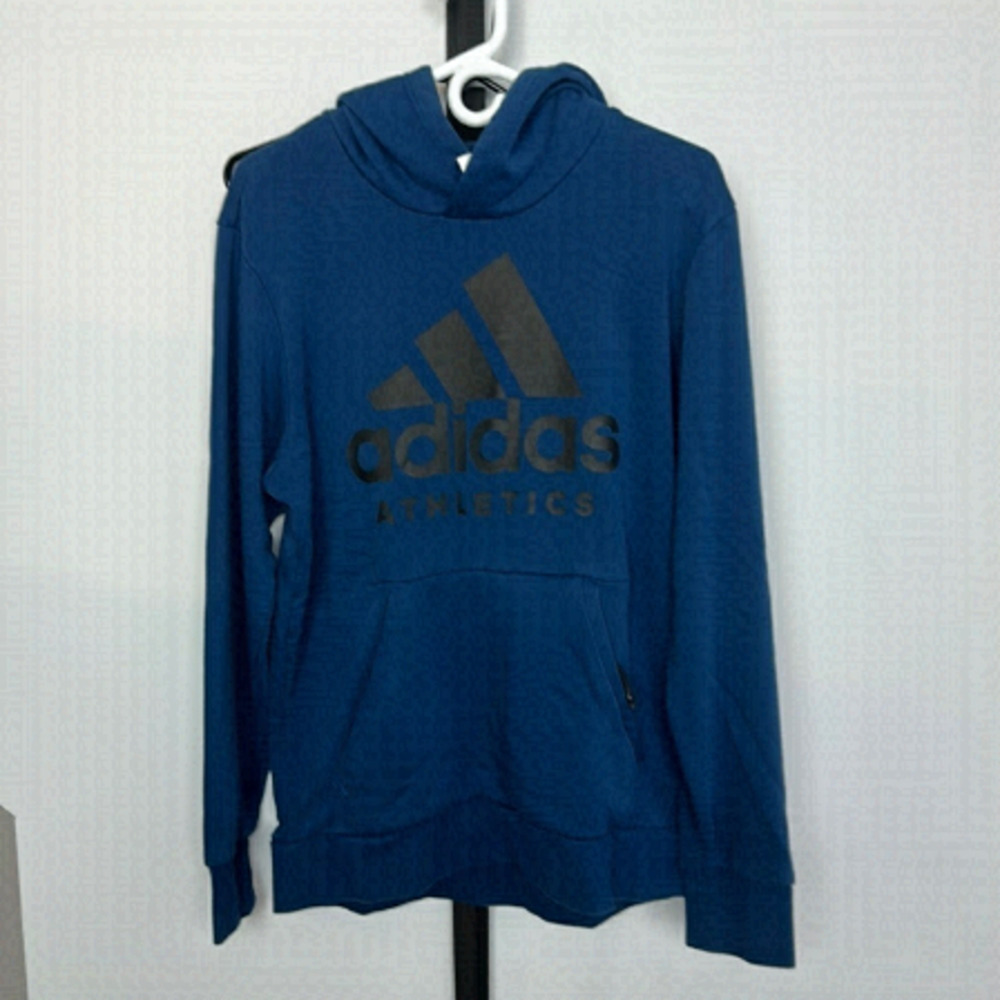 𝅺EUC Unisex Adidas Hoodie, Dark Blue, Size L, Has hidden pocket